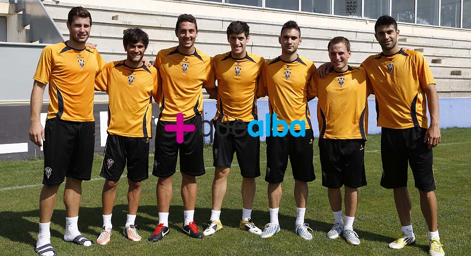 Carlos Moreno, Candelas, Juanra, Samu, Piojo, Julio Soria y José Carlos los canteranos del Albacete