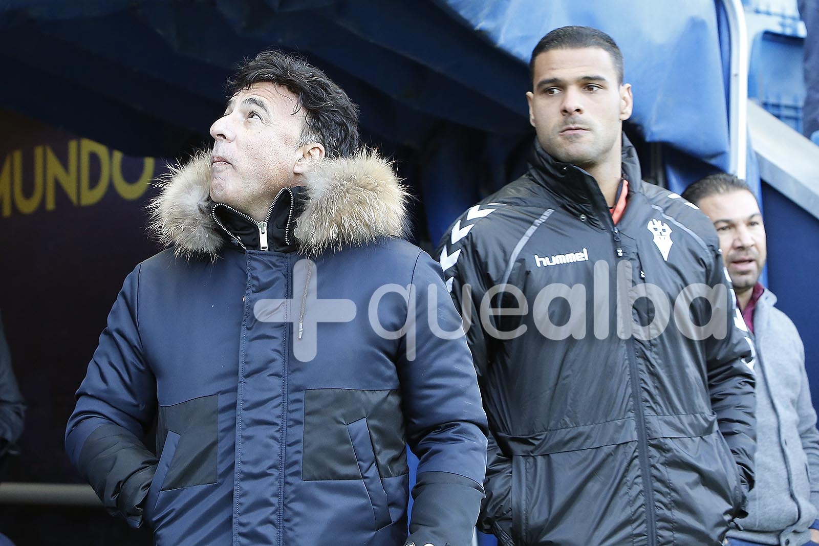 Quique Pina y Juan Carlos Cordero en el partido contra el Albacete de la Jornada 17 en el Ramón de Carranza